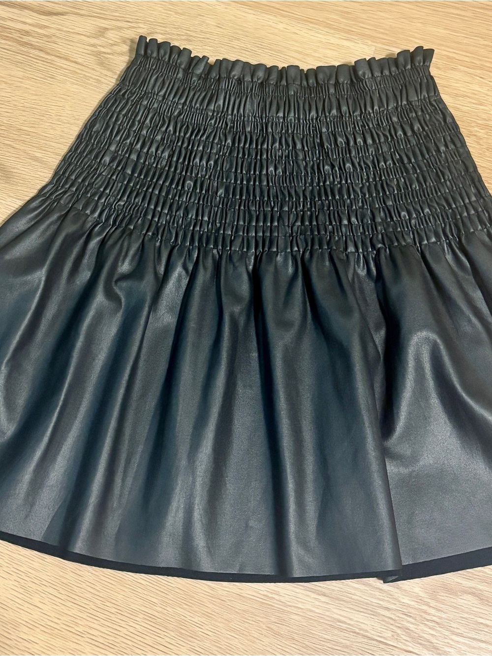 Zara Black Faux Leather Smocked Waist Skirt - Kids size girls 11/12